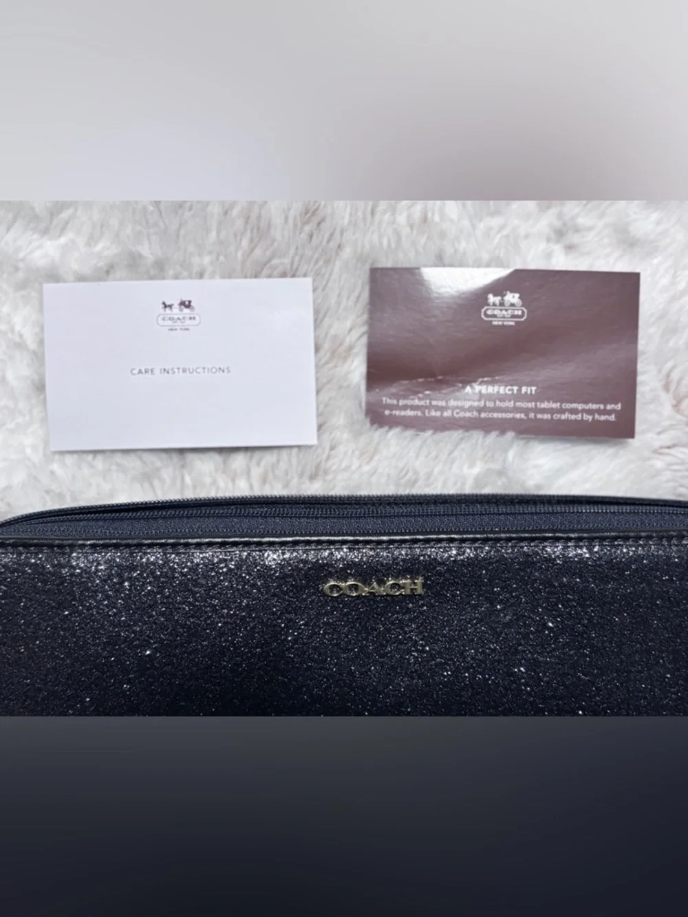 COACH Black Glitter iPad Sleeve NWT